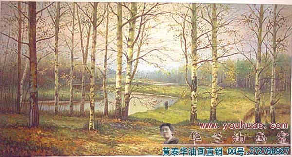 白桦林a?白桦?wi)林风景油画作? width=